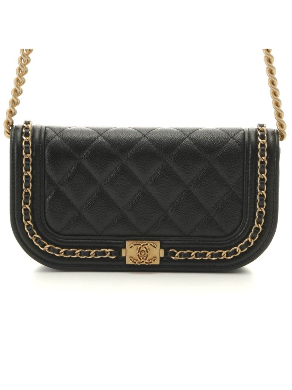 Chanel Chain Shoulder Bag Caviar Leather Black